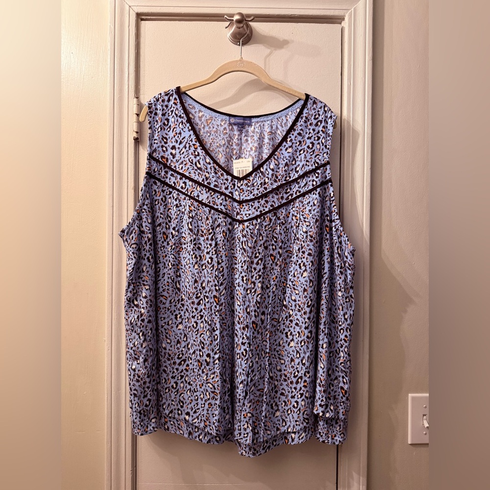 Women's Democracy 3x Blue Leopard Sleeveless Top NWT